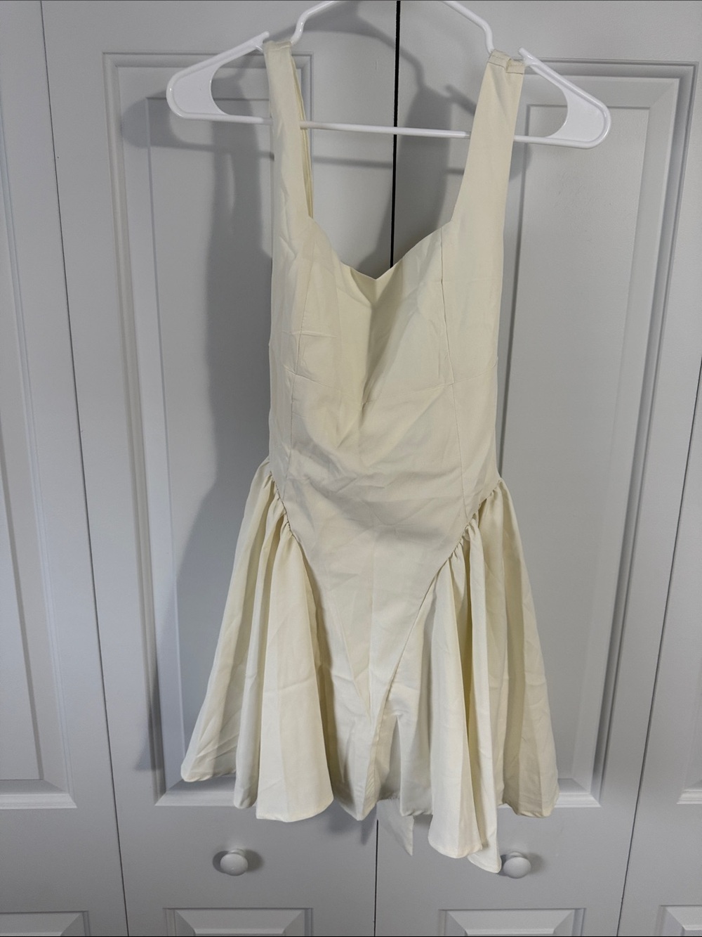 SHEIN Cream Sleeveless Fit-and-Flare Mini Dress